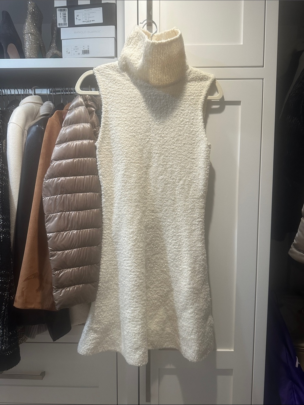 NWT Tanya Taylor Cream Bouclé Knit Sleeveless mini Dress
